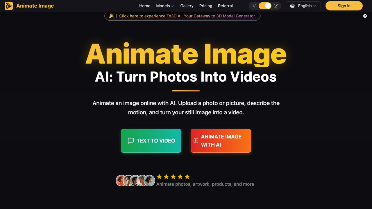 Animate Image AI 网站截图