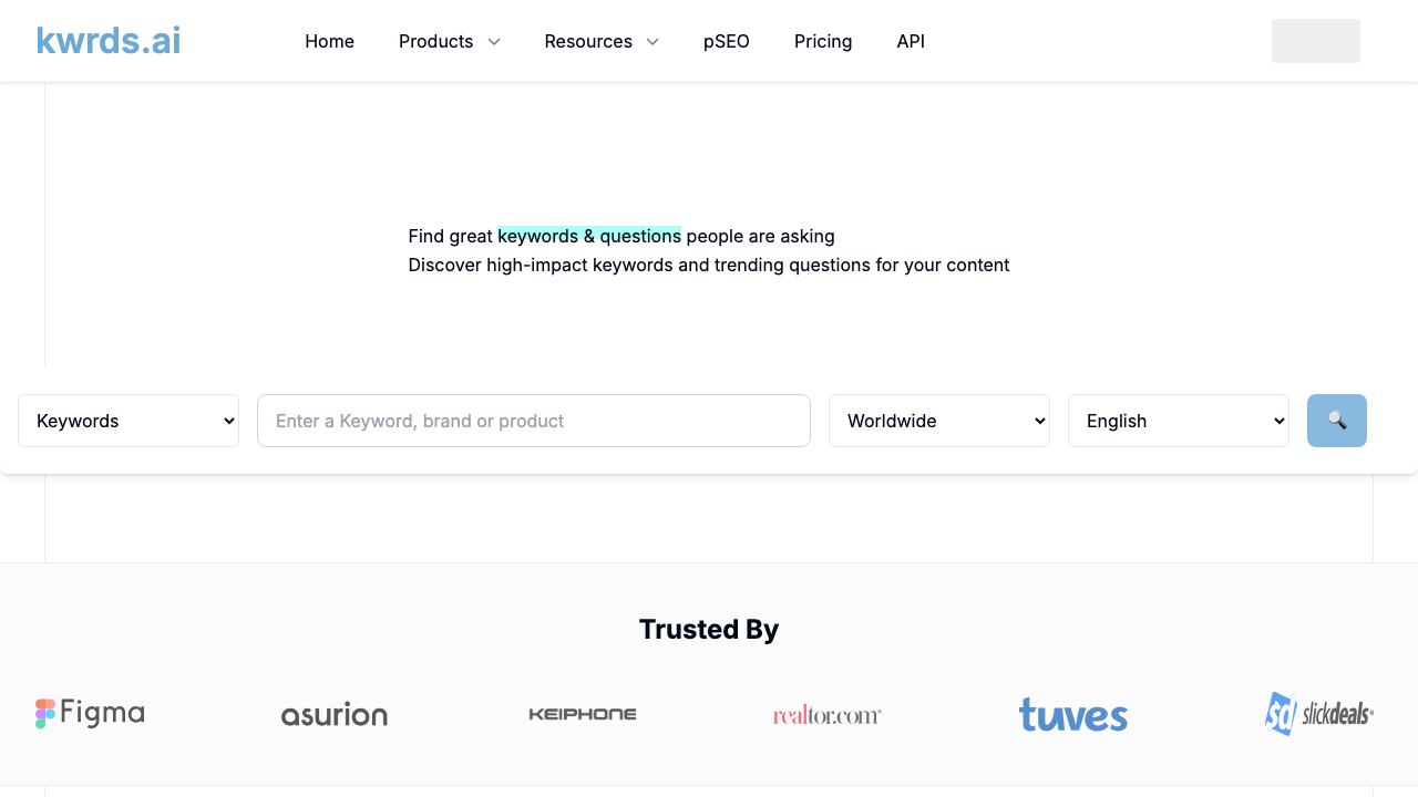 kwrds.ai website screenshot