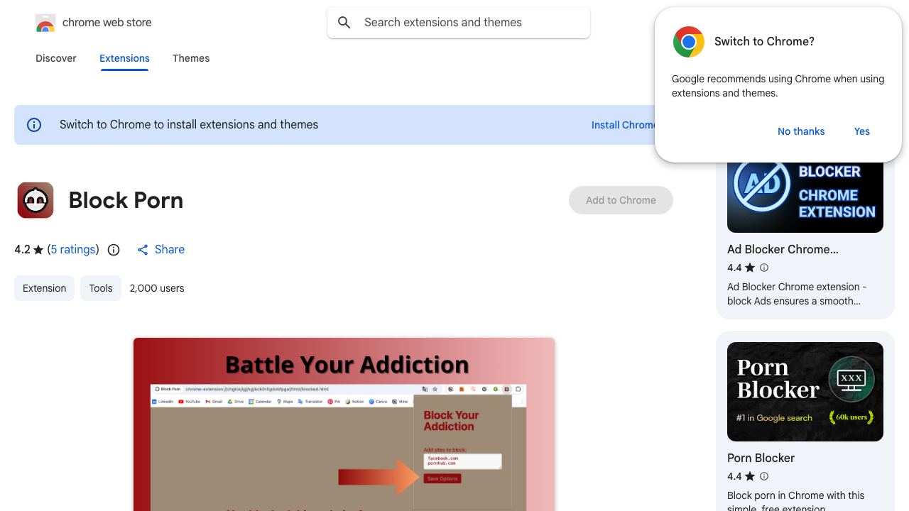 Block Porn website screenshot