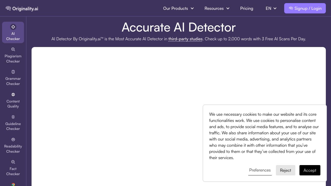 Originality.AI 网站截图