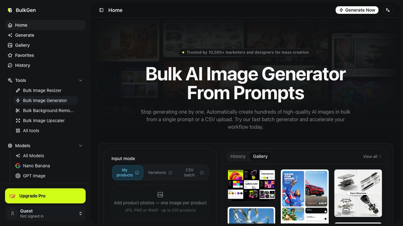 AI Bulk Image Generator 网站截图