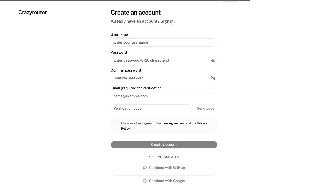 Crazyrouter 网站截图