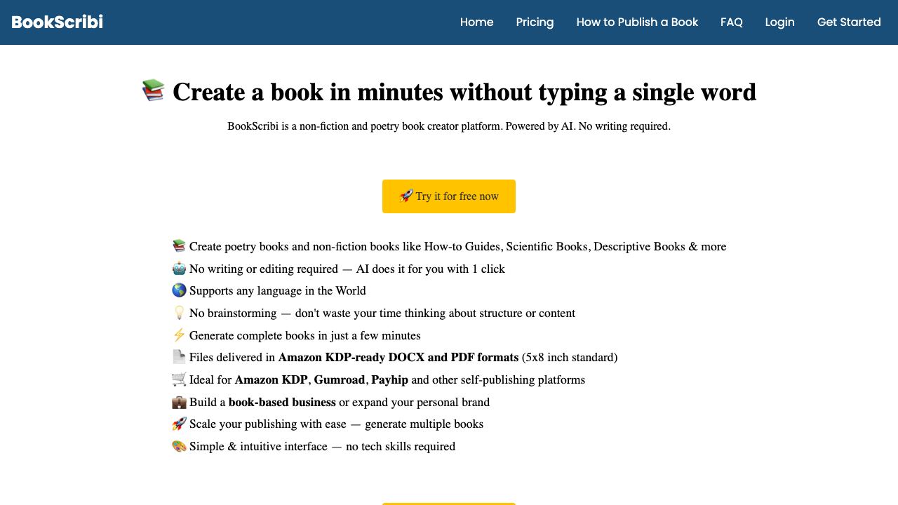 BookScribi website screenshot