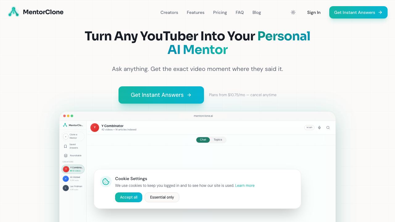 MentorClone website screenshot