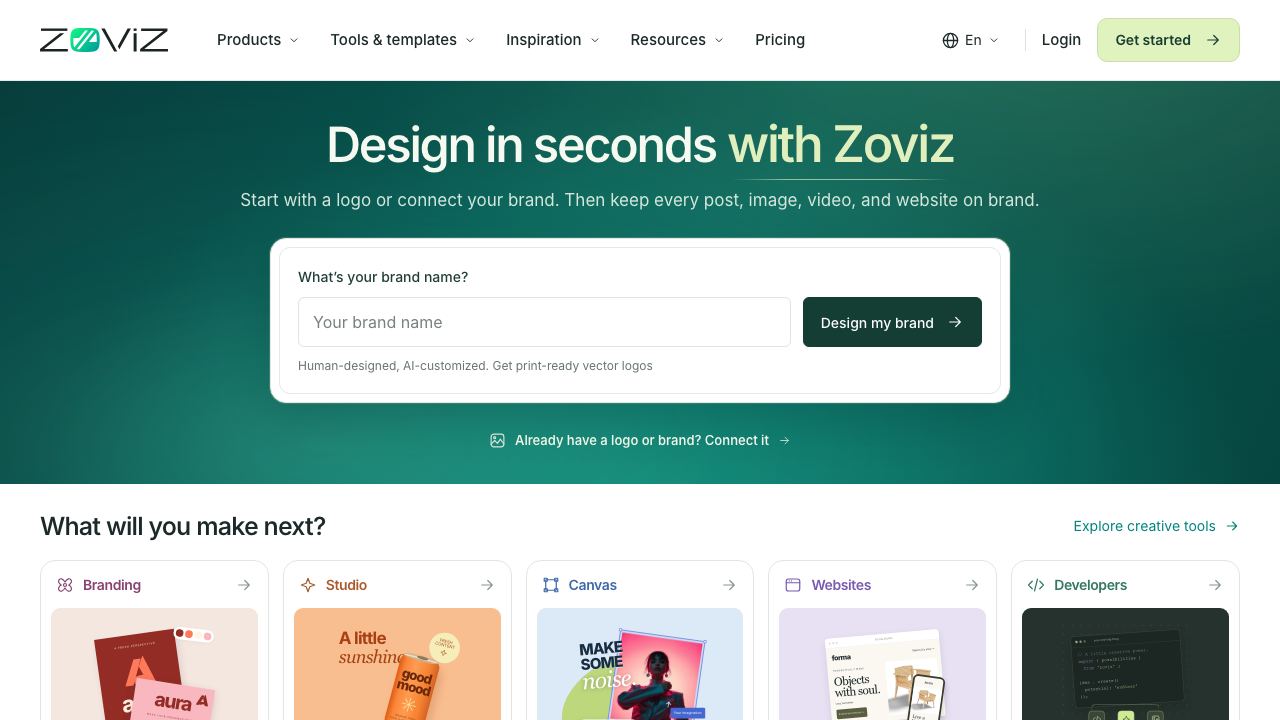 Zoviz website screenshot