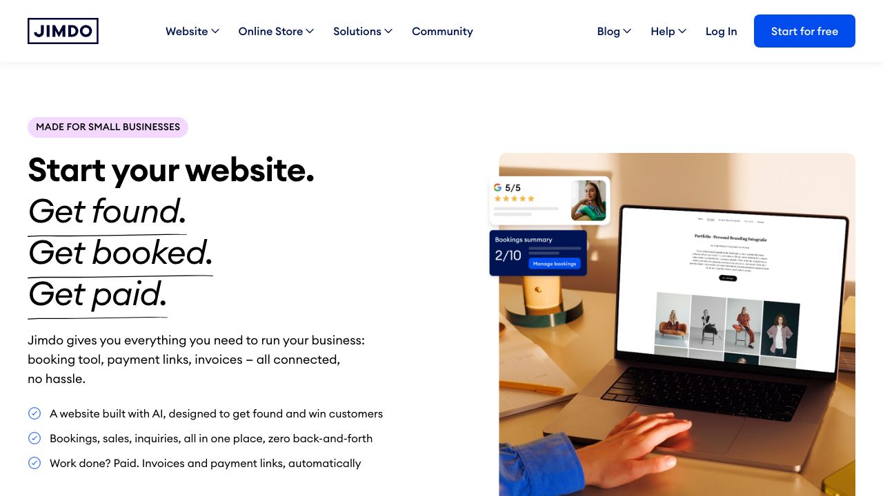 Jimdo website screenshot