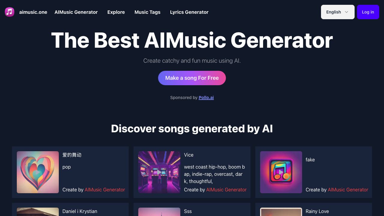 aimusic.one website screenshot