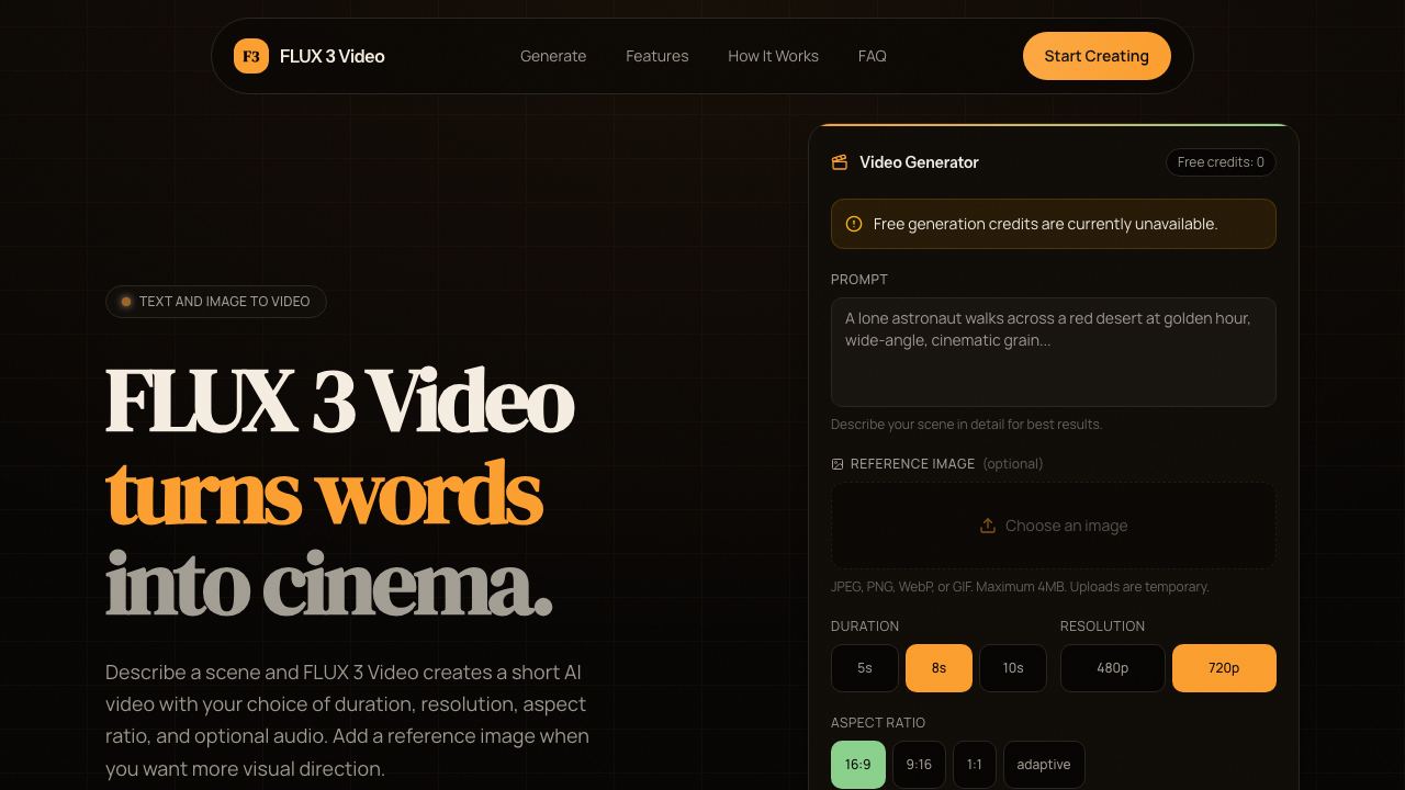 FLUX 3 Video website screenshot