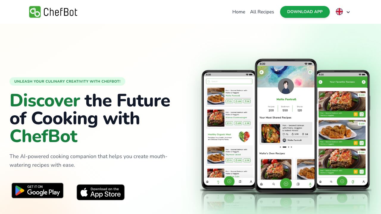 ChefBot website screenshot