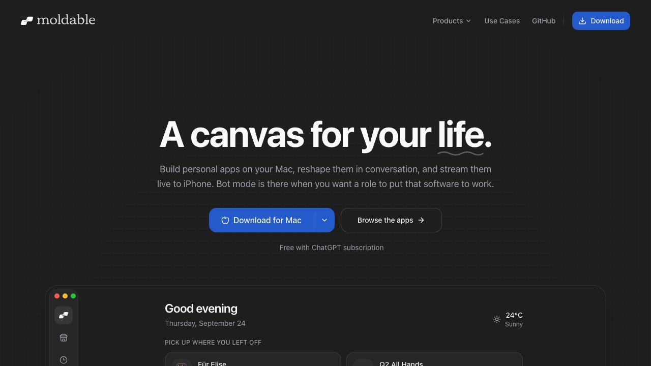 Moldable website screenshot
