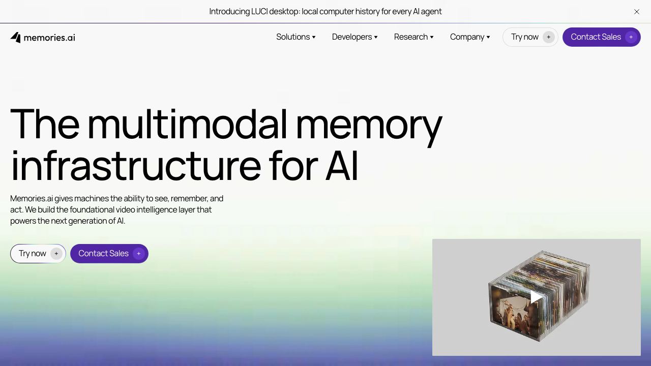 Memories AI website screenshot