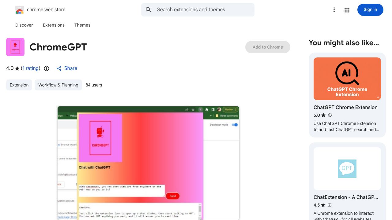 ChromeGPT 网站截图