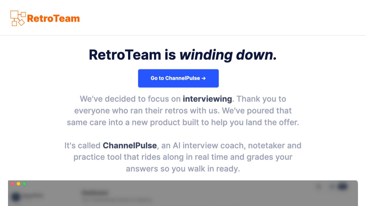 RetroTeam website screenshot