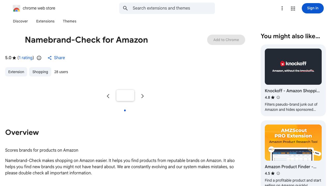 Namebrand-Check for Amazon 网站截图