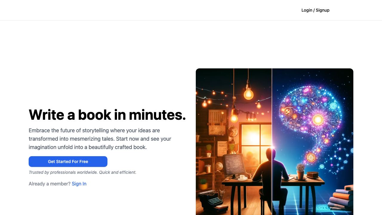 Book AI Writer 网站截图