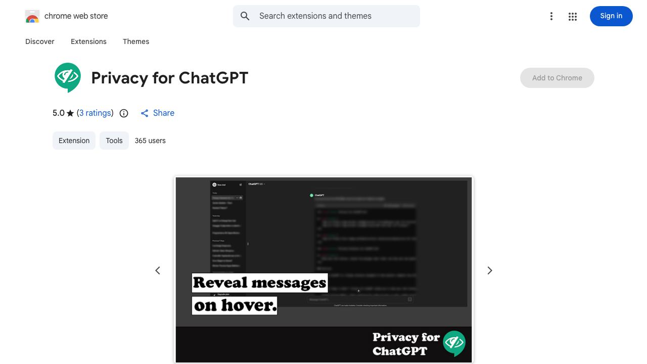 Privacy for ChatGPT 网站截图