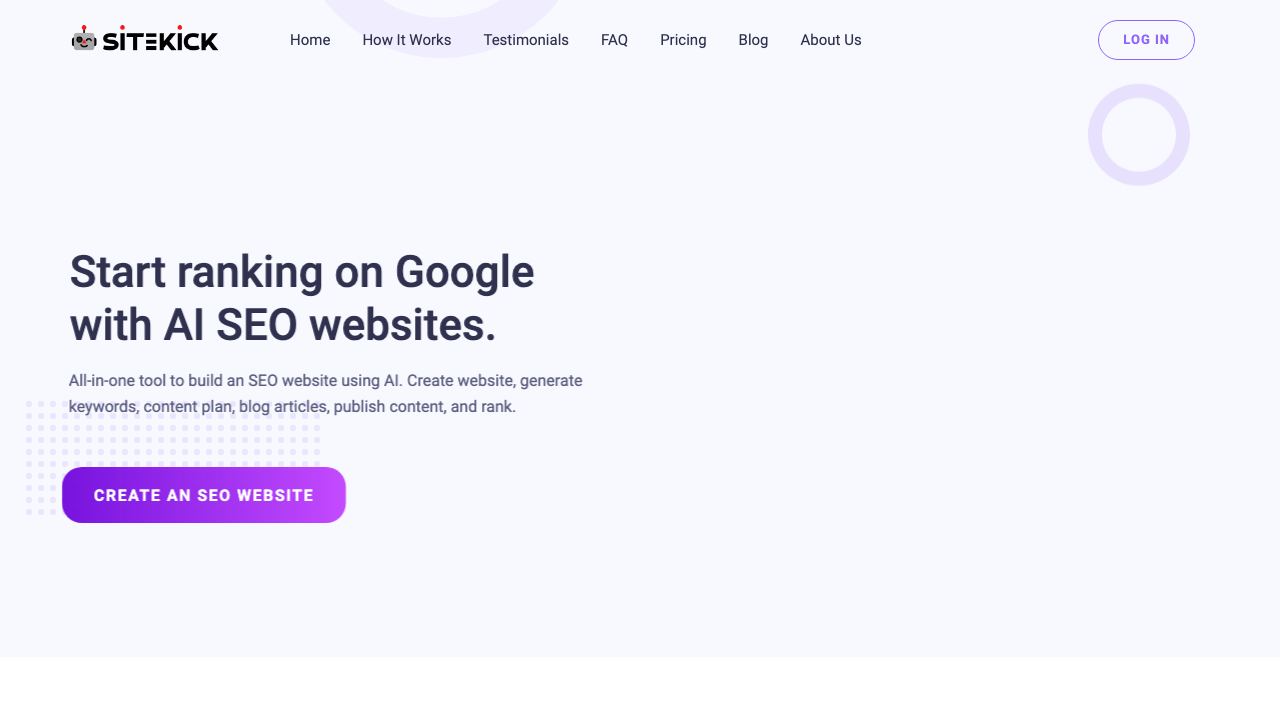 AI SEO website - Sitekick 网站截图