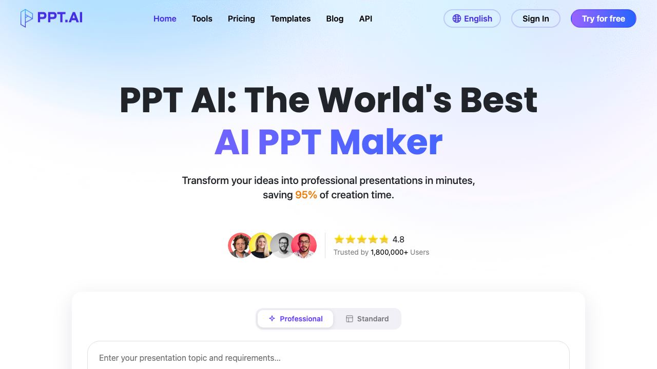 PPT.AI website screenshot