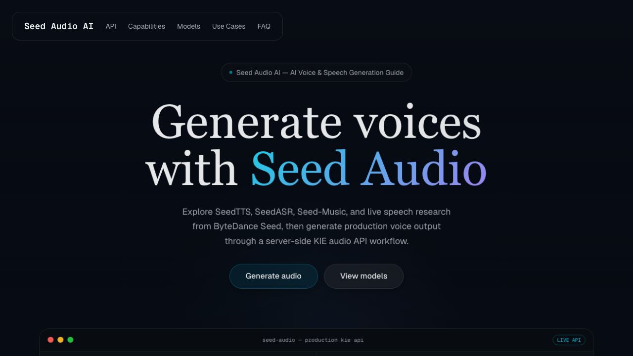 Seed Audio website screenshot