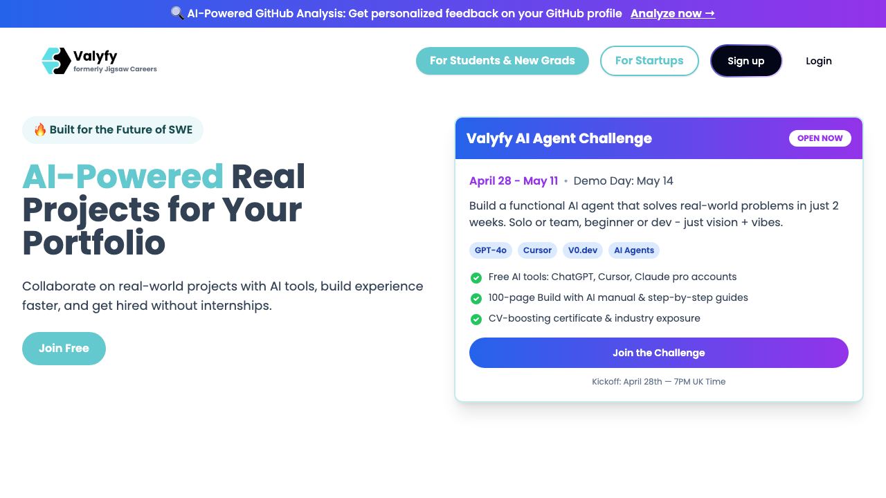 Valyfy website screenshot