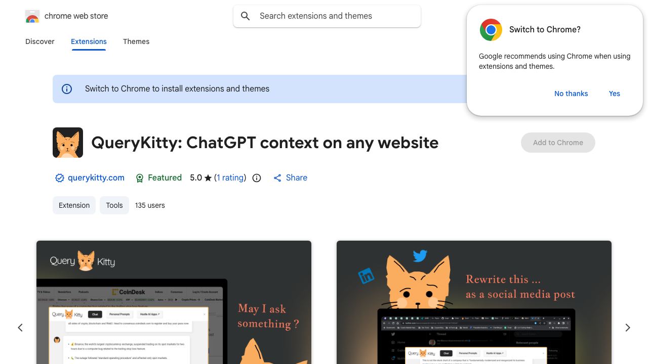 QueryKitty: ChatGPT context on any website 网站截图
