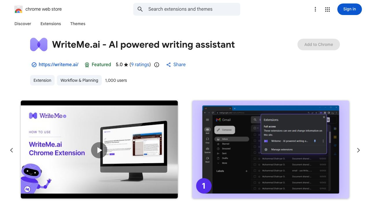 WriteMe.ai - AI powered writing assistant 网站截图