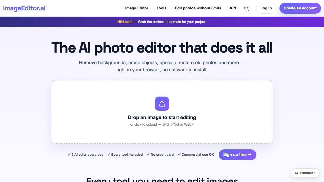 Image Editor AI 网站截图