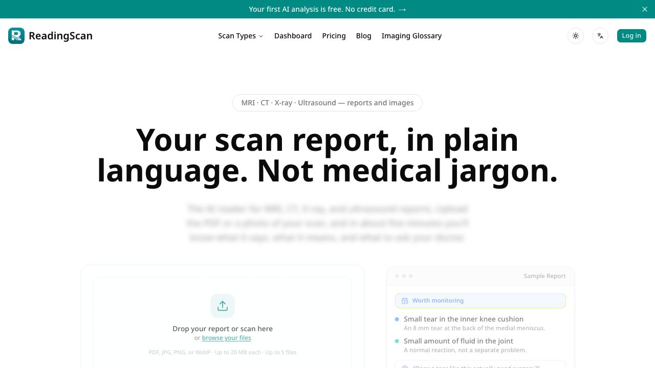 ReadingScan website screenshot