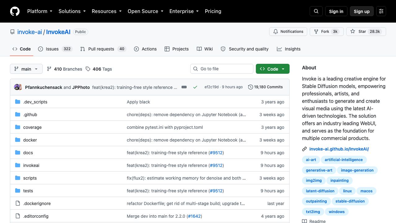 Invoke AI website screenshot