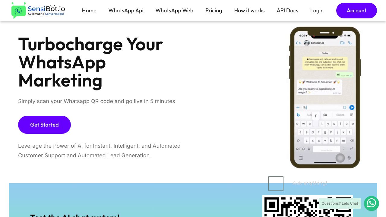 Sensi Bot 网站截图