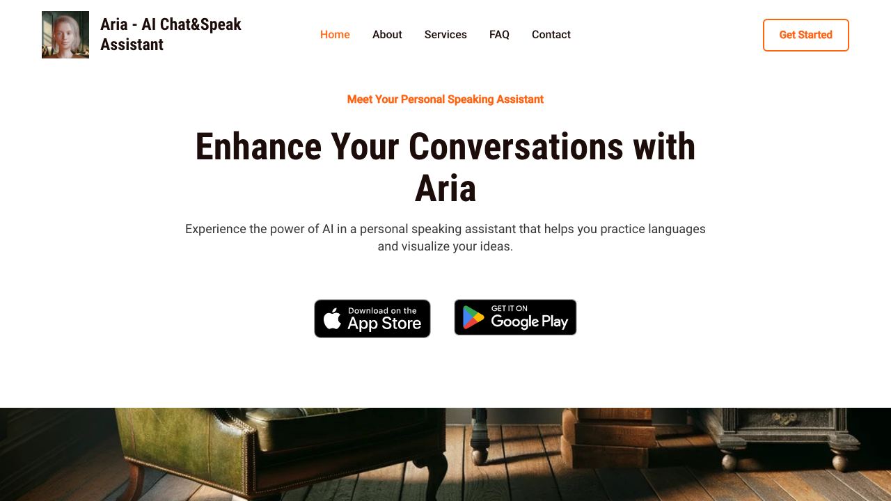 Aria website screenshot