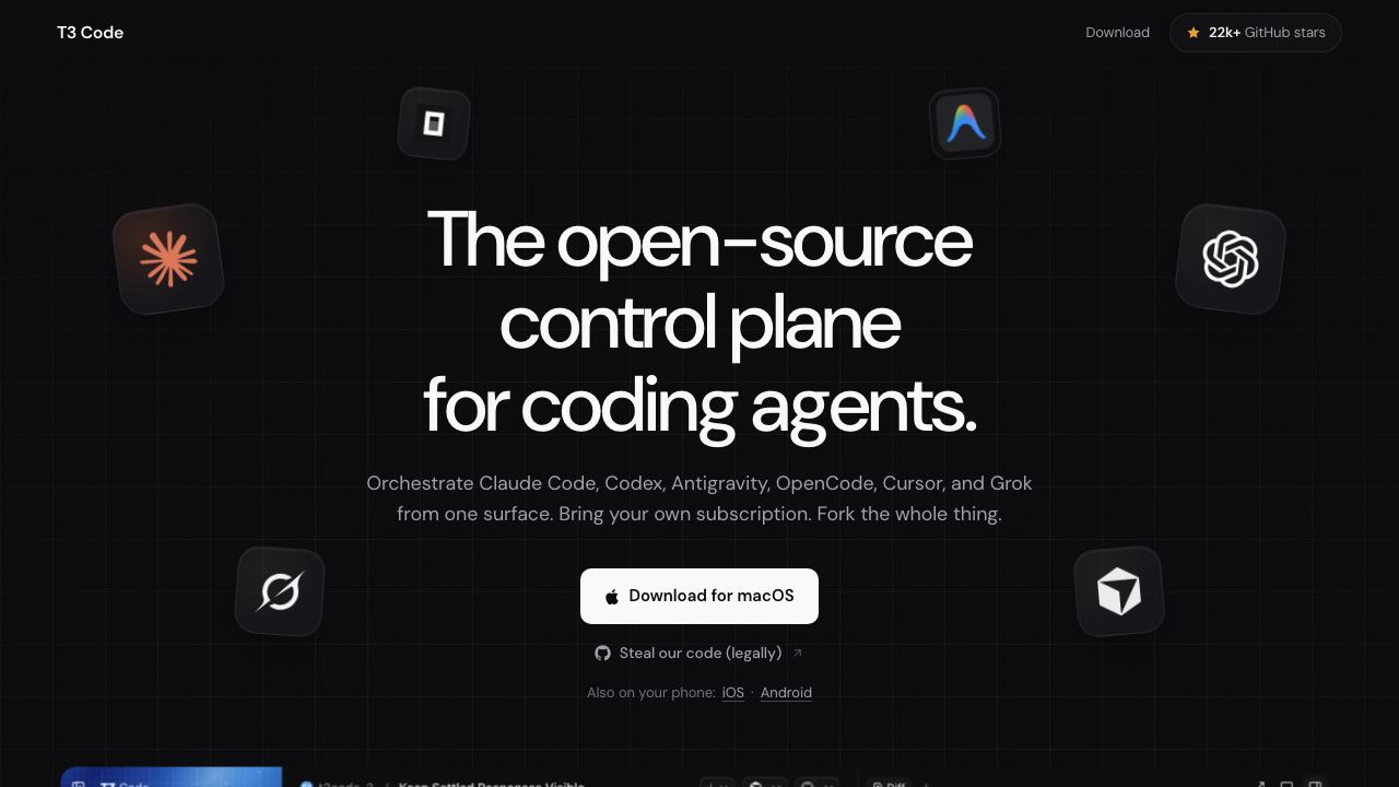 T3 Code 网站截图