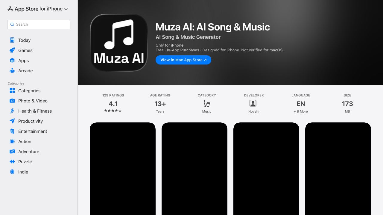 Muza AI: AI Song & Music 网站截图
