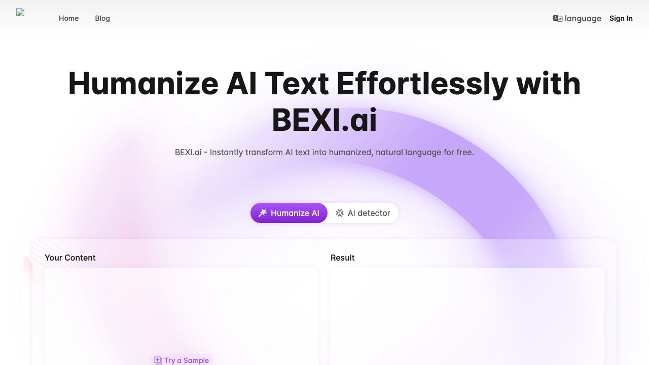 Bexi.ai: Free AI Humanizer and AI Detector 网站截图