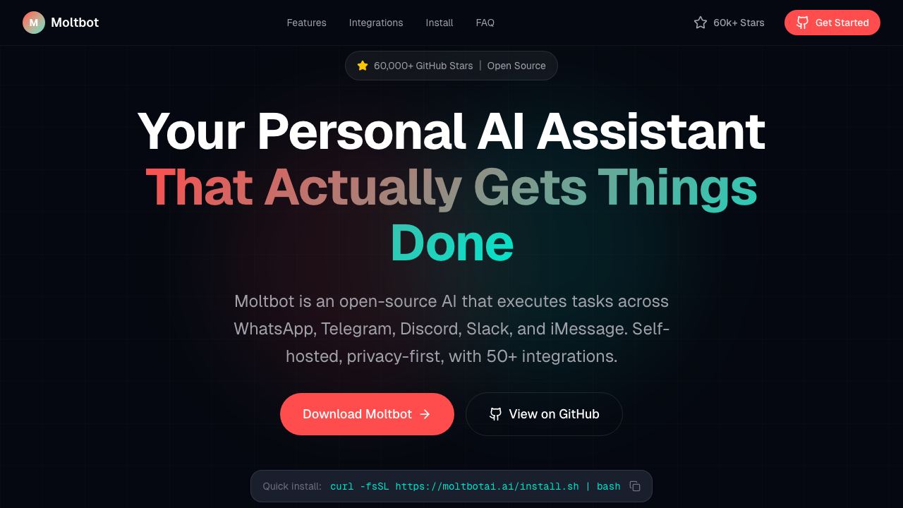 Moltbot AI 网站截图