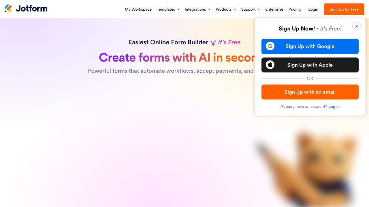 Jotform AI Agents website screenshot