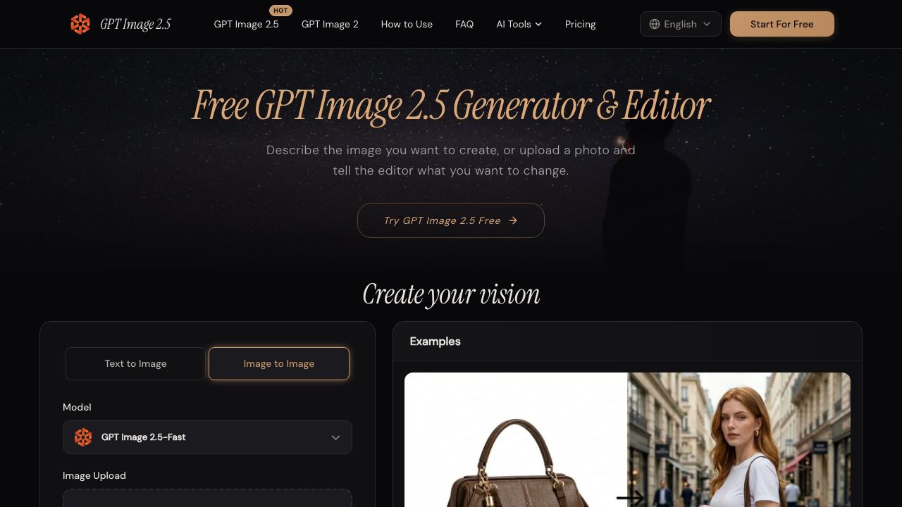 Free GPT Image 2.5 – AI Image Generator & Photo Editor 网站截图