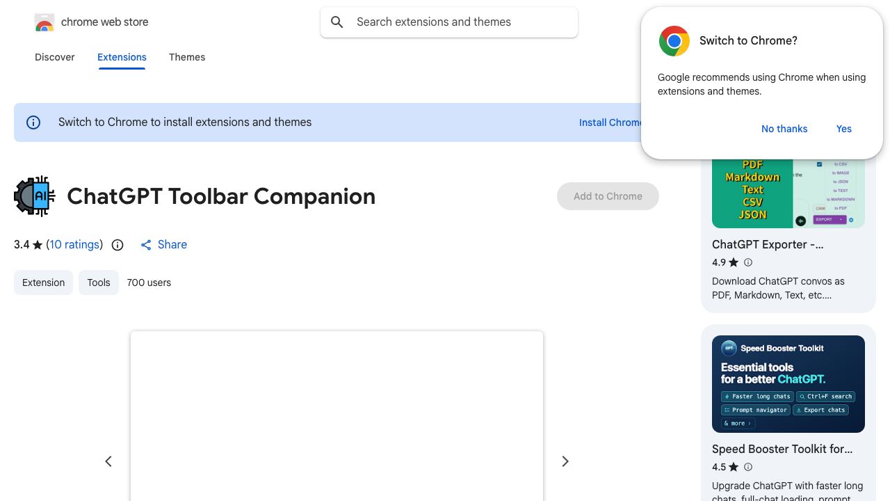 ChatGPT Toolbar Companion 网站截图