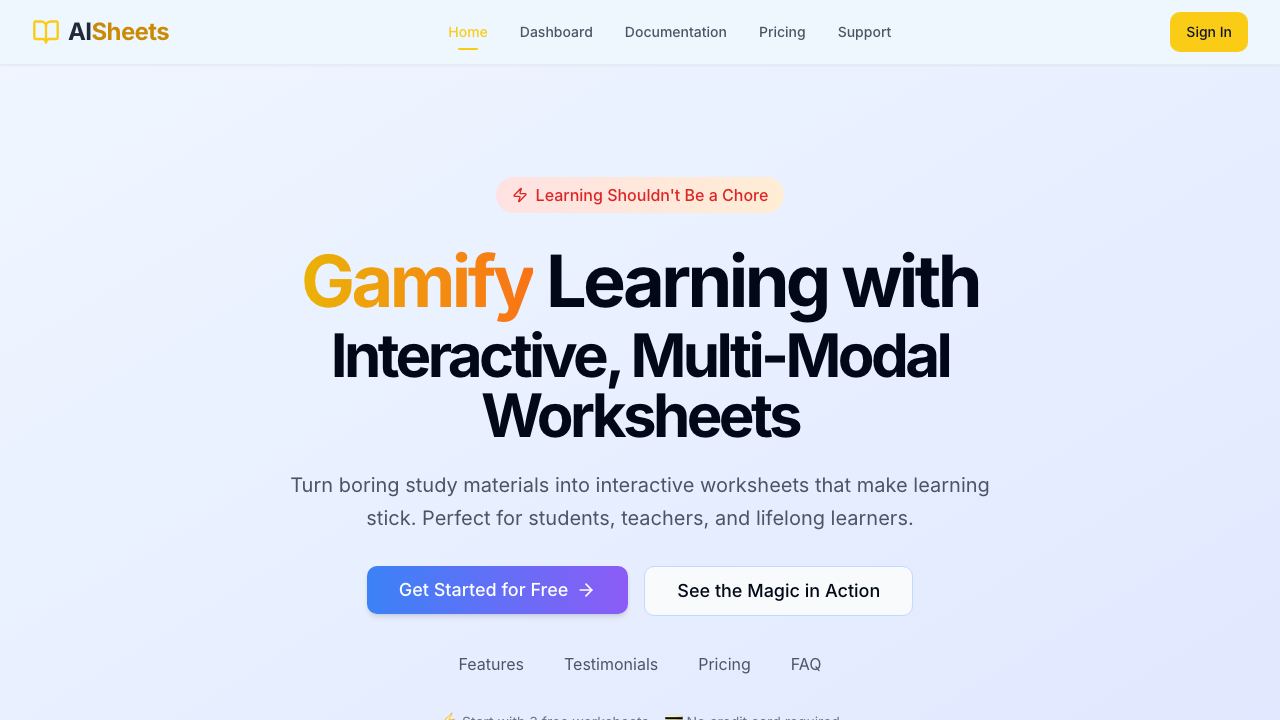 AISheets.study website screenshot