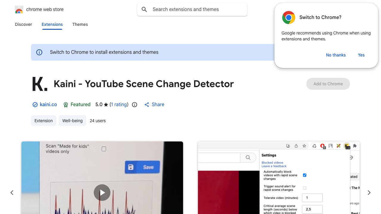 Kaini - YouTube Scene Change Detector 网站截图