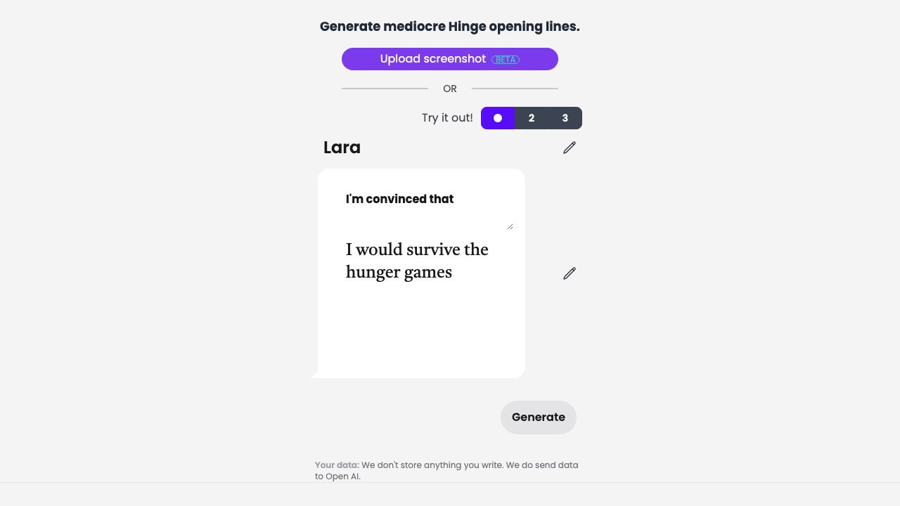 HingeGPT 网站截图
