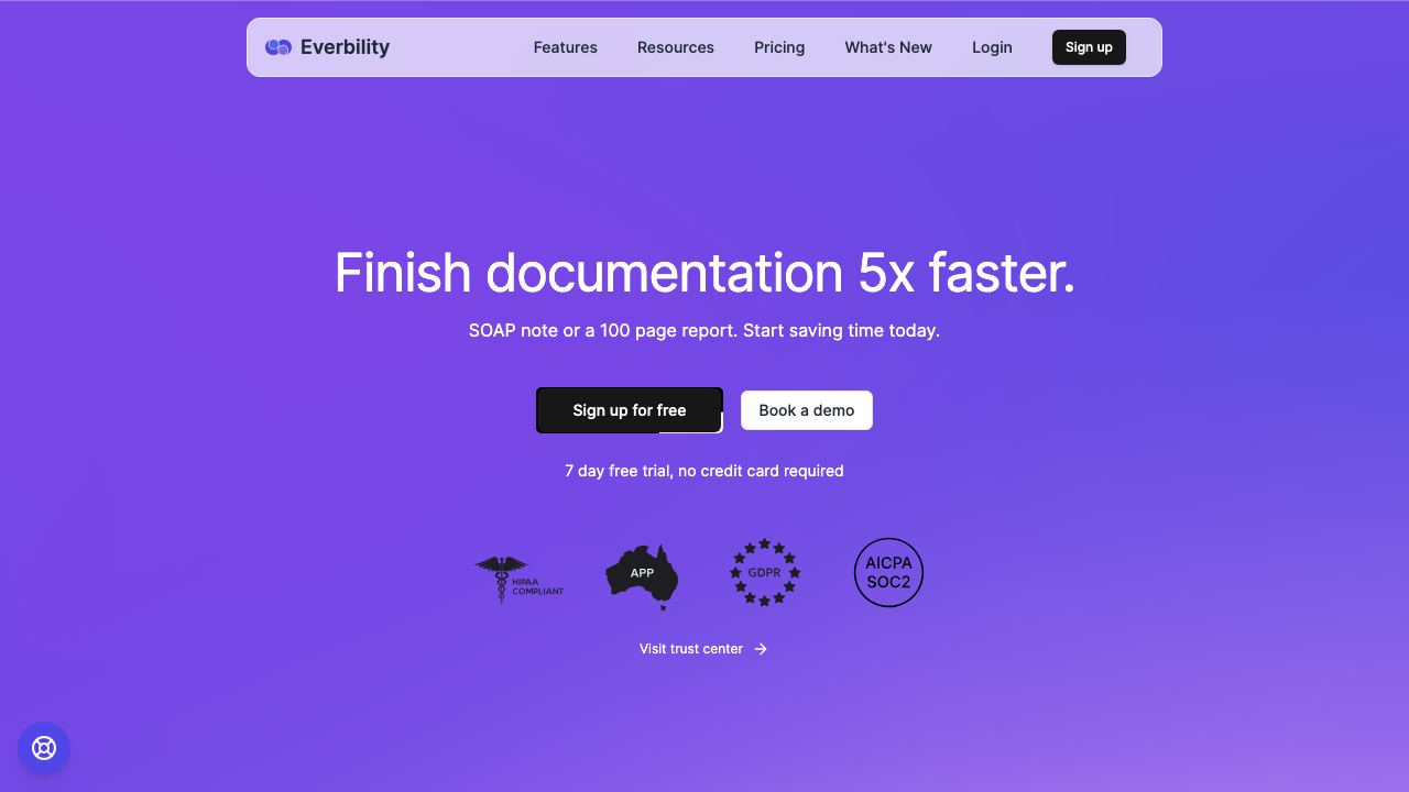 Everbility website screenshot