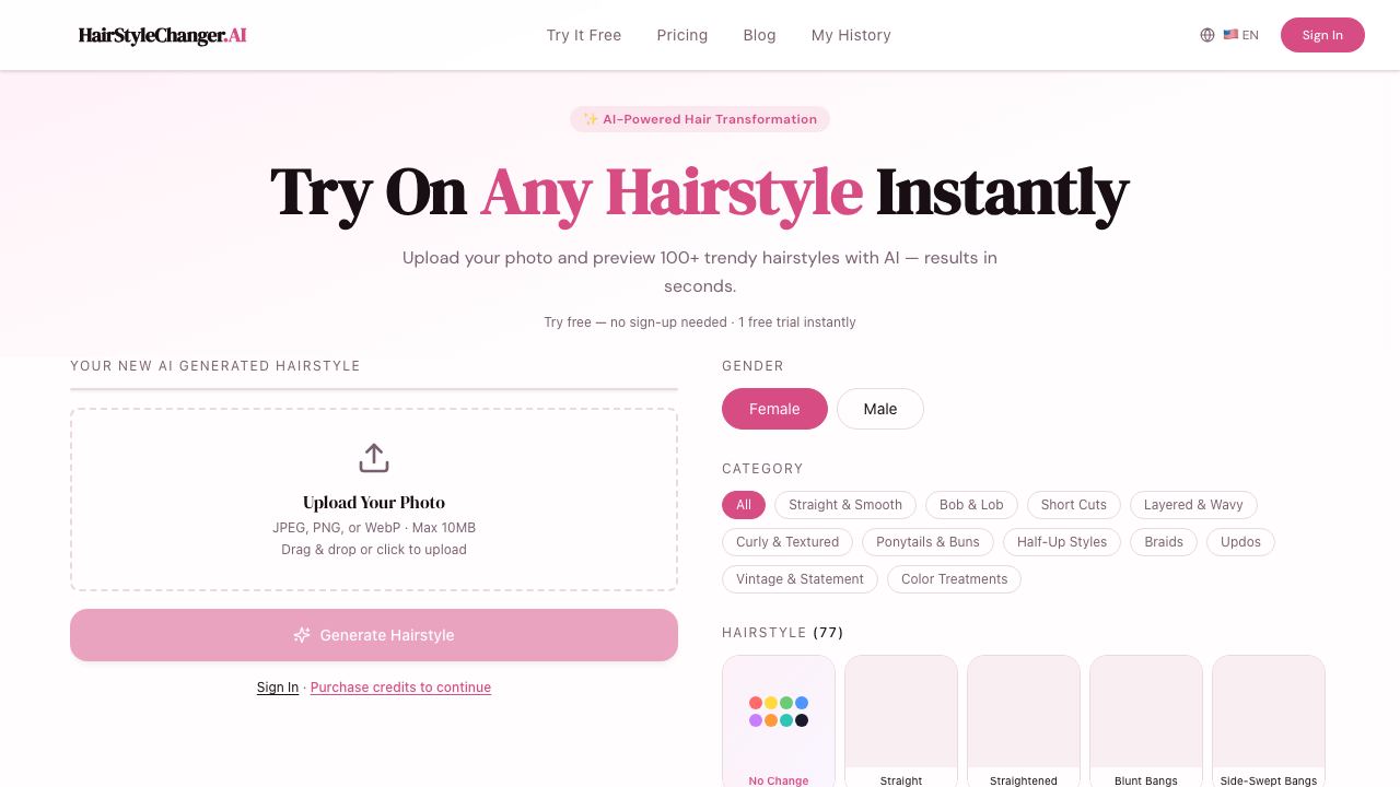 AI Hairstyle Changer - 1 网站截图