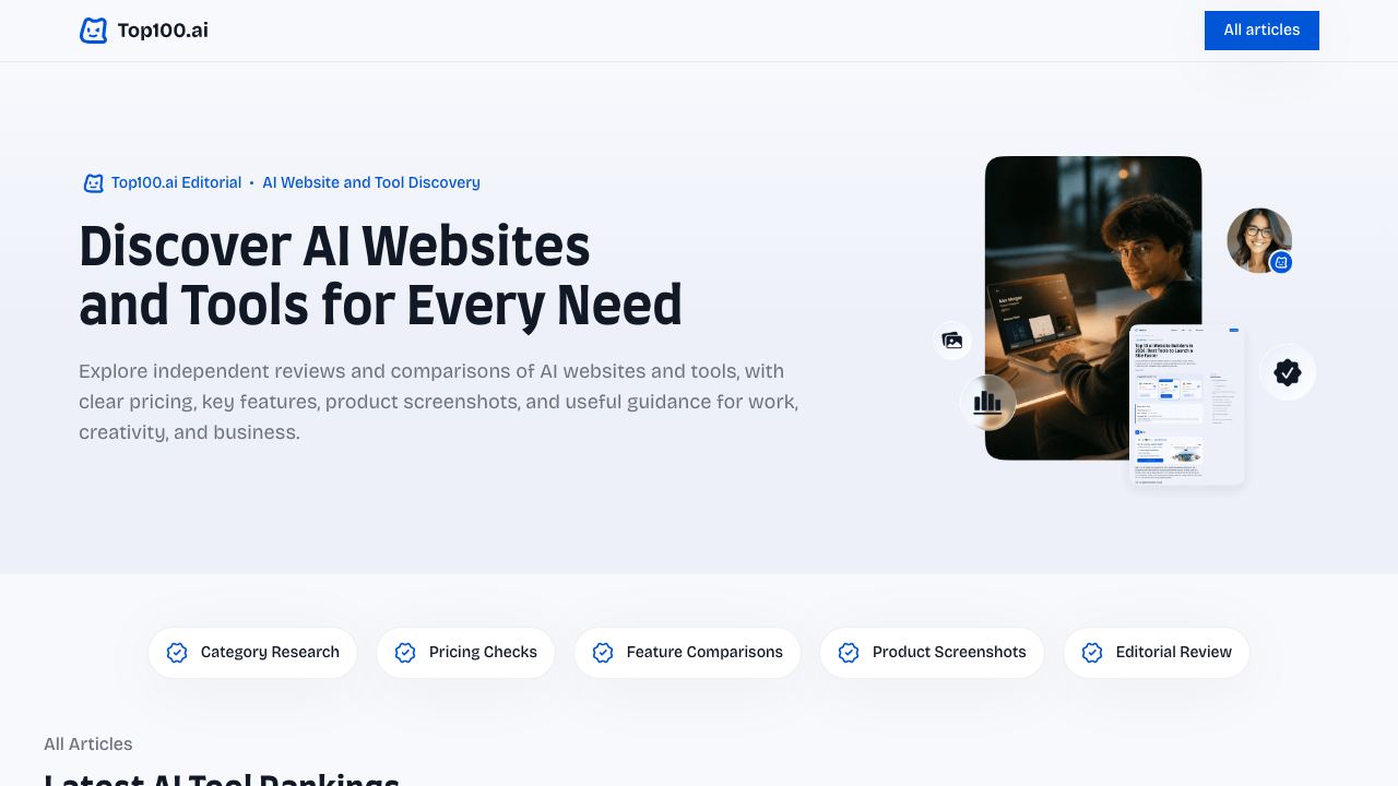 Top100.ai website screenshot