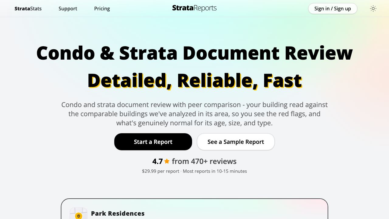 StrataReports 网站截图