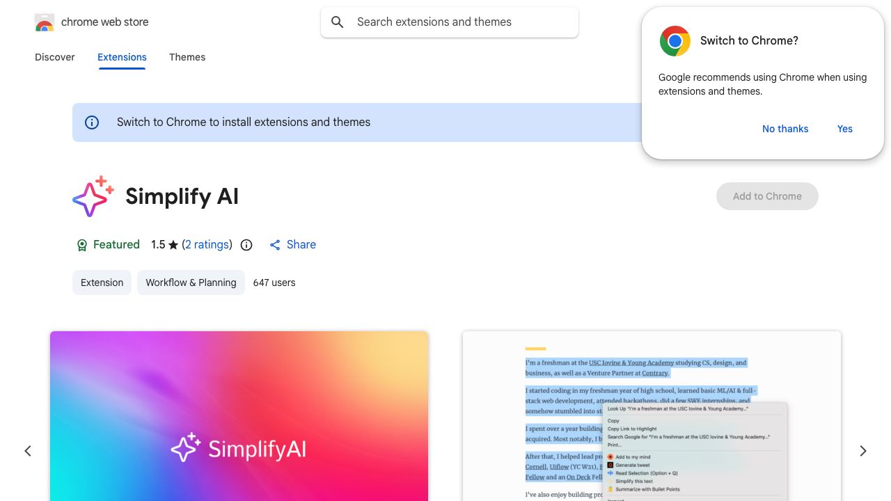 Simplify AI 网站截图