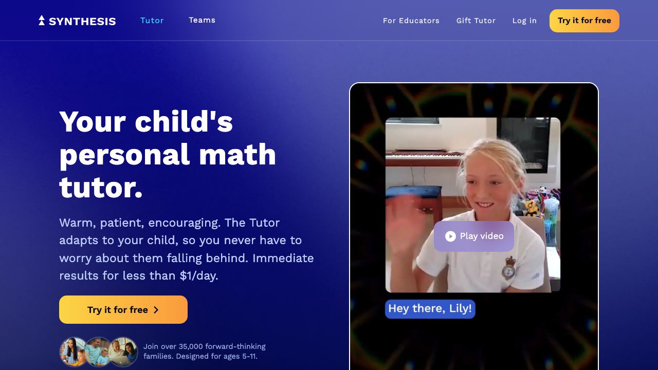 Synthesis website screenshot