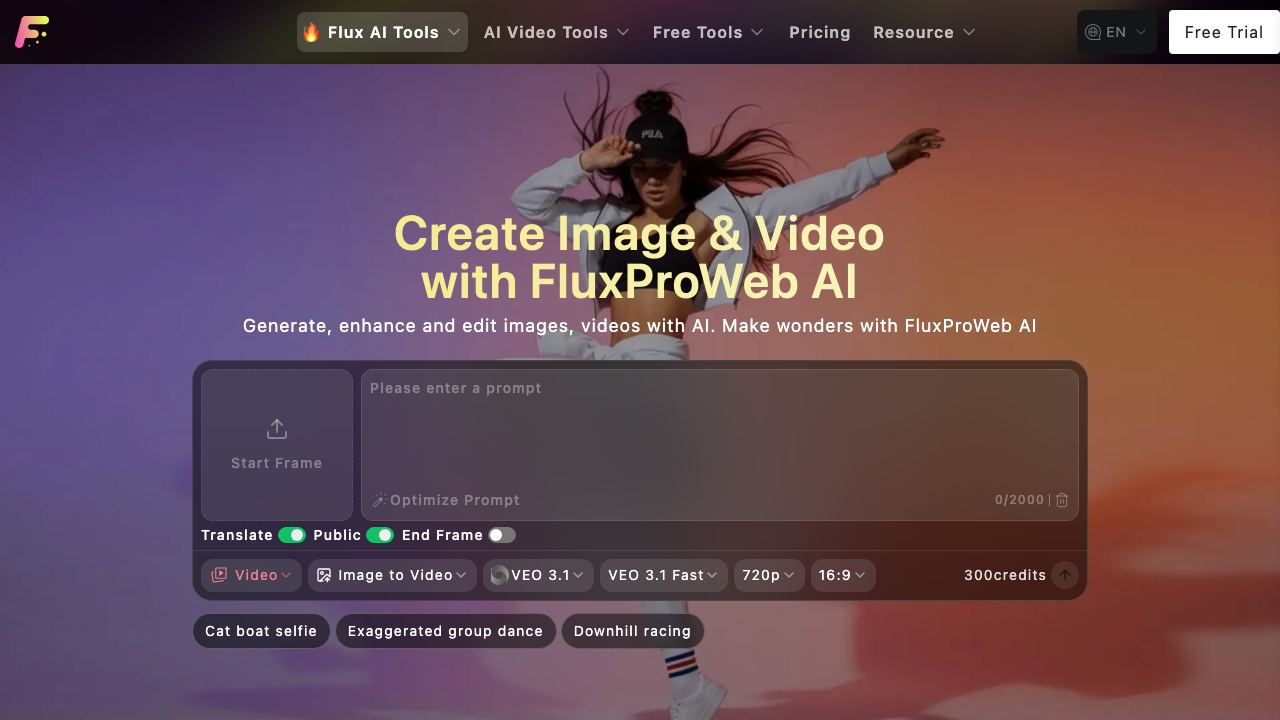 Flux AI Proweb 网站截图