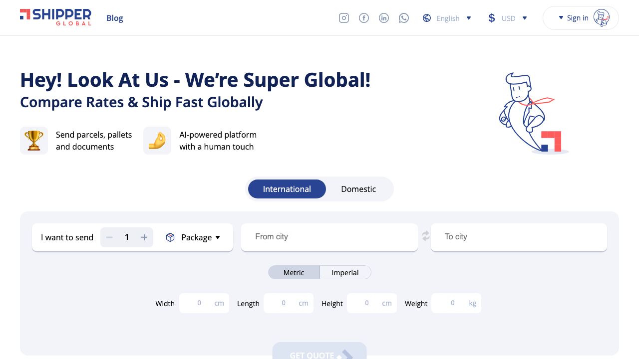 Shipper Global 网站截图