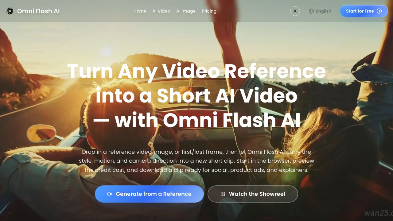 Omni Flash AI website screenshot